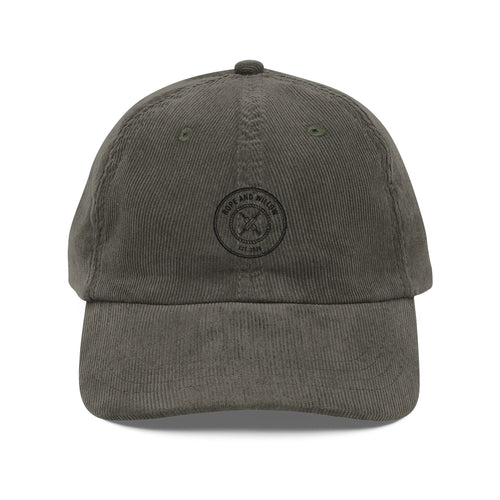 Corduroy Embroidered Baseball Cap — Vintage Rust Dad Hat with Minimal Logo